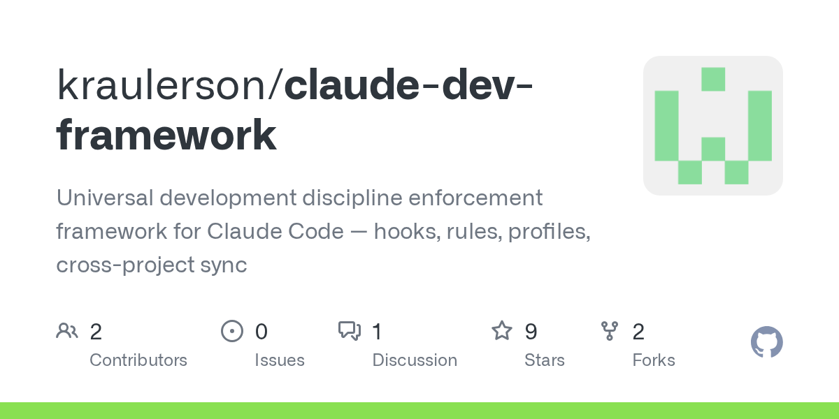 Claude Dev Framework — Development skill for Claude Code