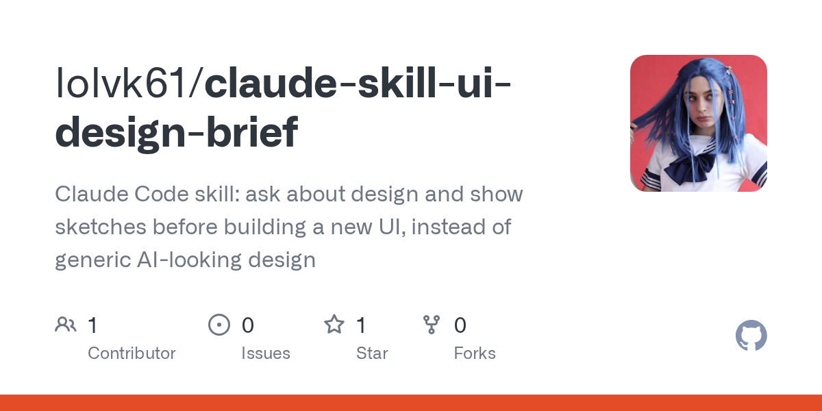 Claude Skill UI Design Brief — AI skill for Claude Code