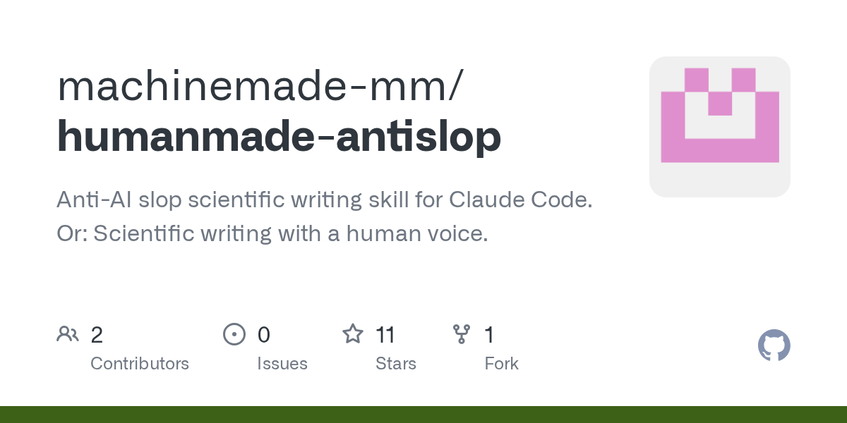 Humanmade Antislop — AI skill for Claude Code
