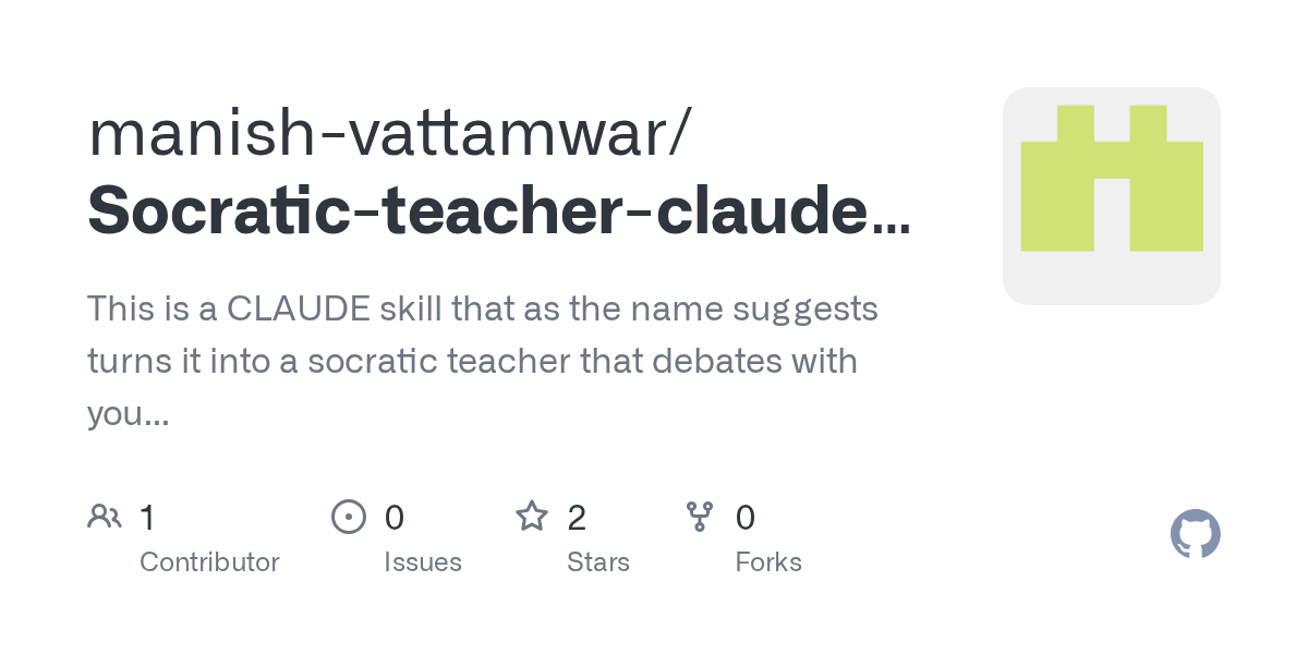 Socratic Teacher Claude Skill — Development skill for Claude Code