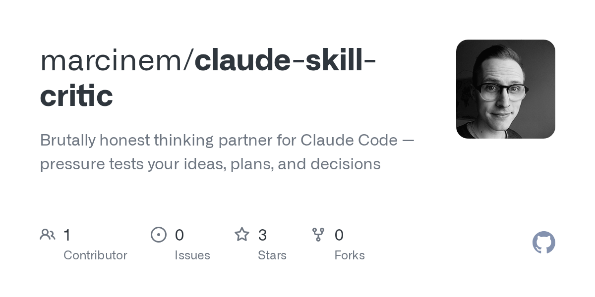 Claude Skill Critic — Development skill for Claude Code