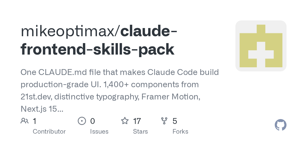 Claude Frontend Skills Pack — Design skill for Claude Code
