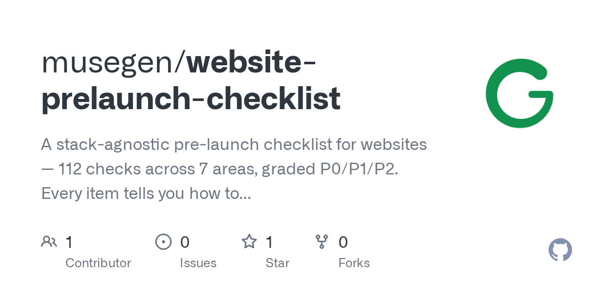Website Prelaunch Checklist — Development skill for Claude Code
