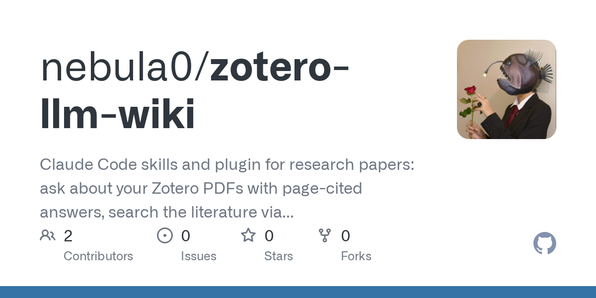 Zotero LLM Wiki — AI skill for Claude Code