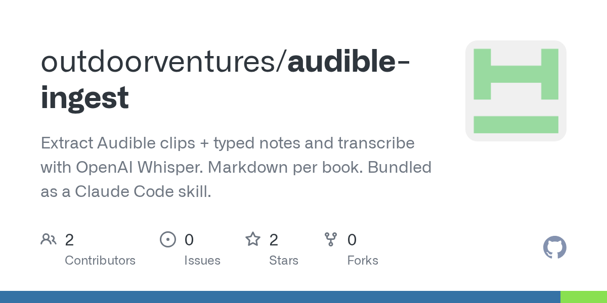Audible Ingest — Documentation skill for Claude Code