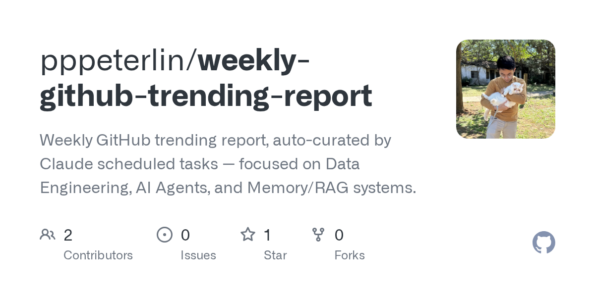 Weekly GitHub Trending Report — Data skill for Claude Code