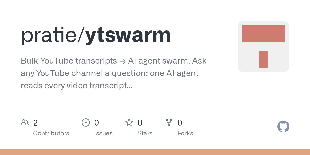 Ytswarm — AI skill for Claude Code