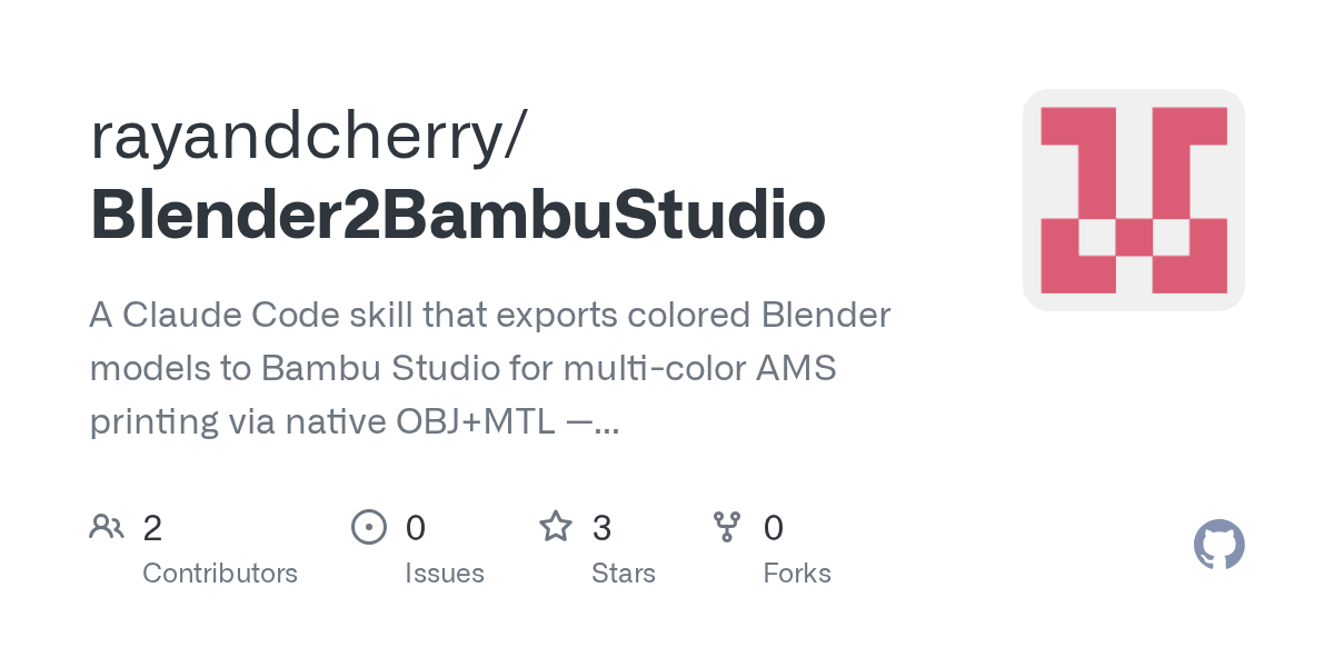 Blender2BambuStudio — Development skill for Claude Code