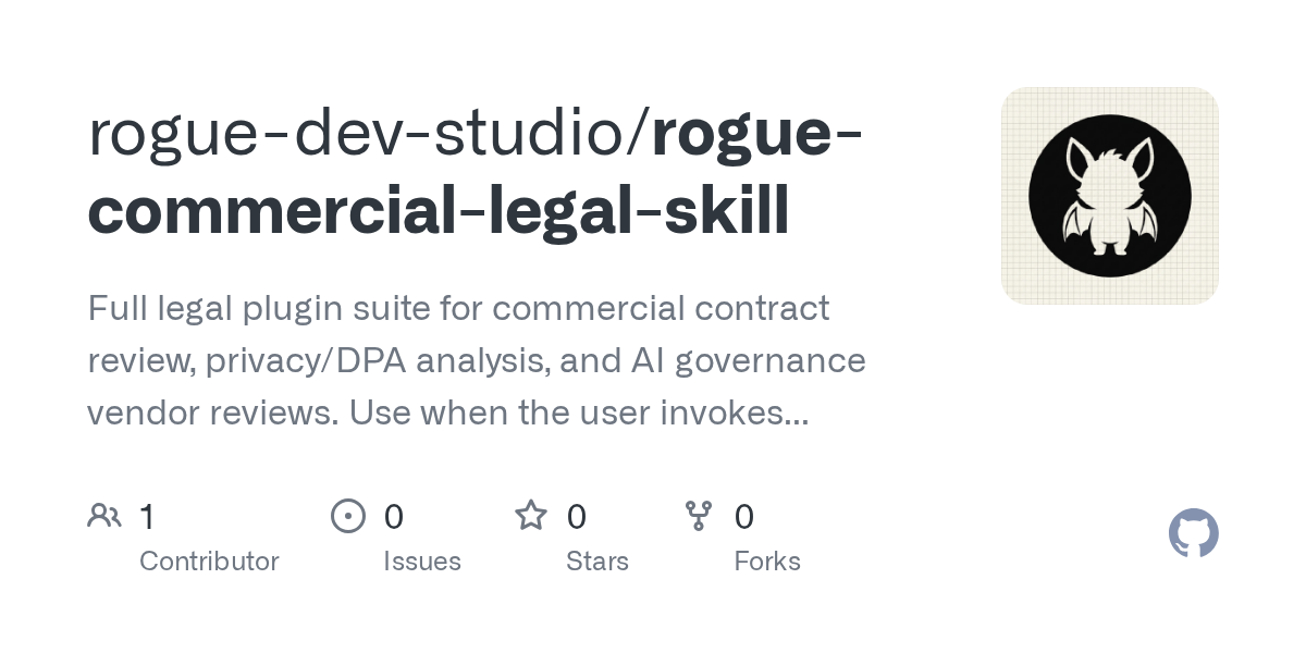 Rogue Commercial Legal Skill — AI skill for Claude Code