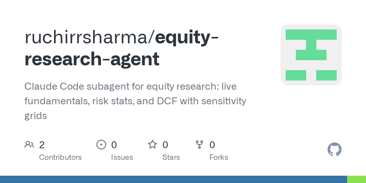 Equity Research Analyst — Research agent for Claude Code