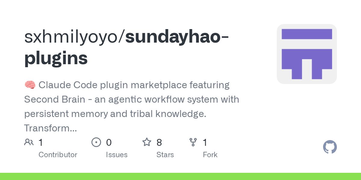 Sundayhao Plugins — Productivity skill for Claude Code