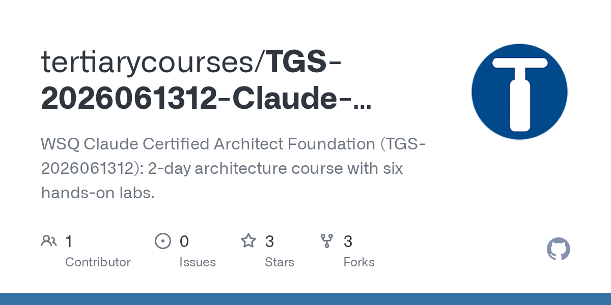 TGS 2026061312 Claude Certified Architect Foundation — Development skill for Claude Code