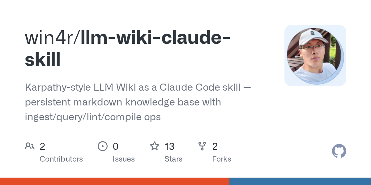 LLM Wiki Claude Skill — AI skill for Claude Code
