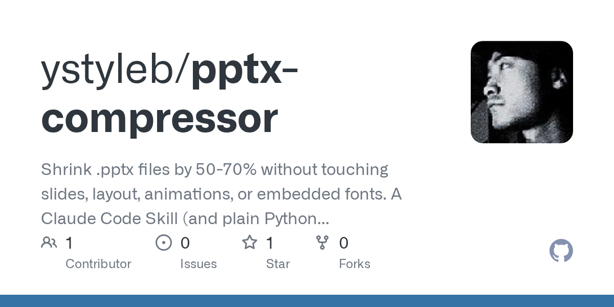 Pptx Compressor — Design skill for Claude Code